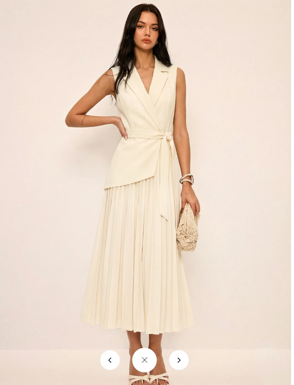 NWT Commense Sleeveless Belted Pleated Blazer Dress Sz S